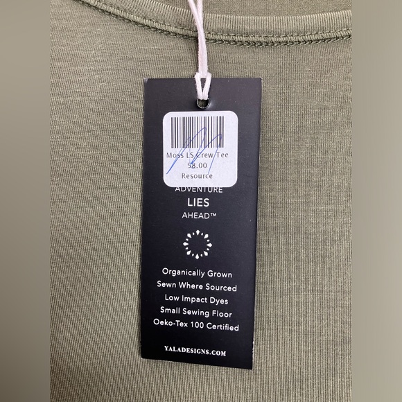 YALA  New Bamboo Moss Green Long Sleeve Crew Tee Size Medium - Picture 5 of 5